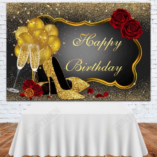 150x100CM 220x150CM 250x180CM Spray Painted Vinyl Gold Balloon Glass Rose Photography Backdrop Background Cloth