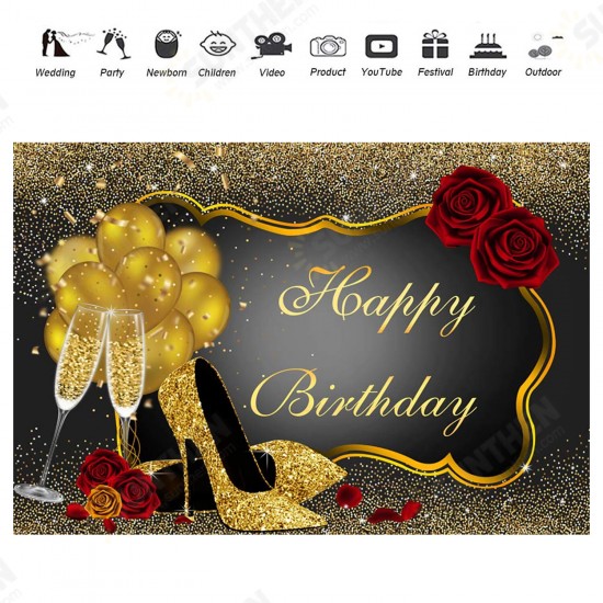 150x100CM 220x150CM 250x180CM Spray Painted Vinyl Gold Balloon Glass Rose Photography Backdrop Background Cloth