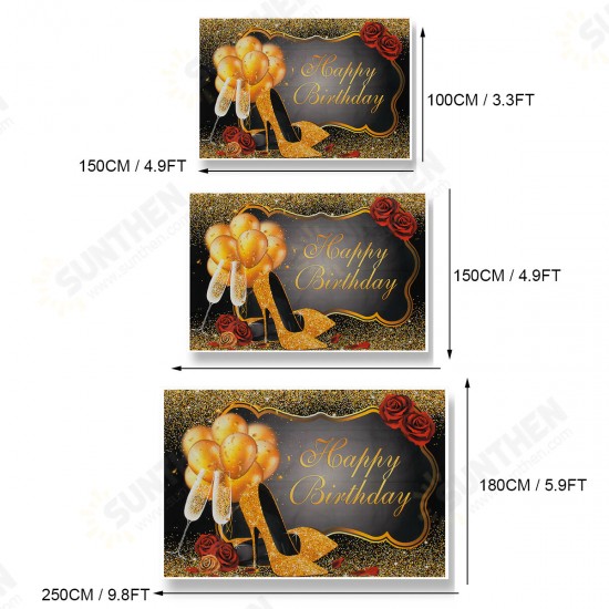 150x100CM 220x150CM 250x180CM Spray Painted Vinyl Gold Balloon Glass Rose Photography Backdrop Background Cloth