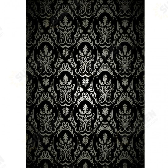 1.5x2.1m Photography Retro Damask Cloth Studio Props Background Vinyl Black