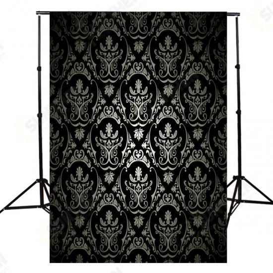 1.5x2.1m Photography Retro Damask Cloth Studio Props Background Vinyl Black