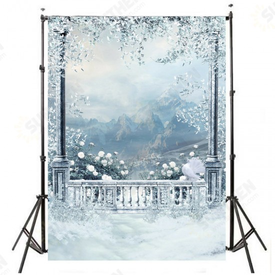 1.5x2.1m Snow View Balcony Studio Props Photography Backdrop Background Silk Material