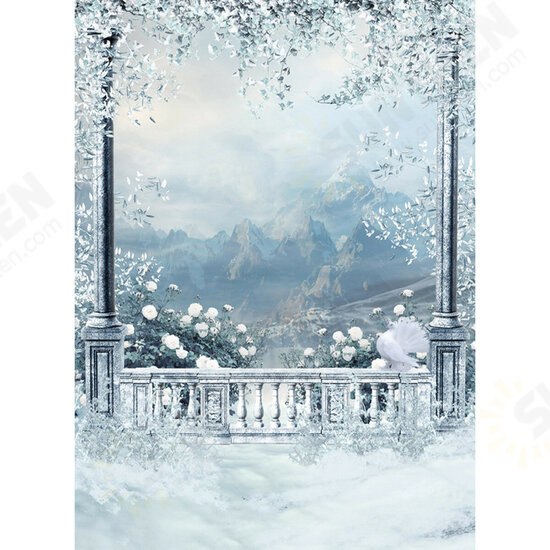 1.5x2.1m Snow View Balcony Studio Props Photography Backdrop Background Silk Material