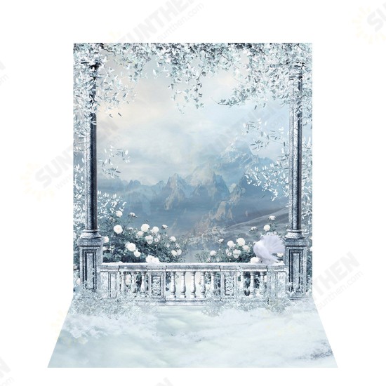 1.5x2.1m Snow View Balcony Studio Props Photography Backdrop Background Silk Material