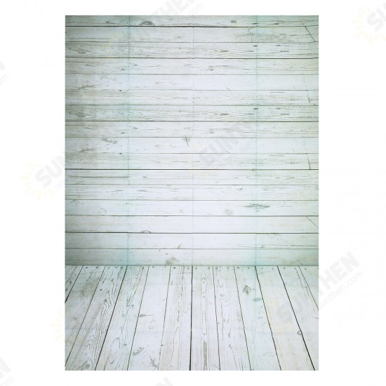 1.5x2.1m White Wooden Wall Wood Floor Background Cloth Backdrop for Photography