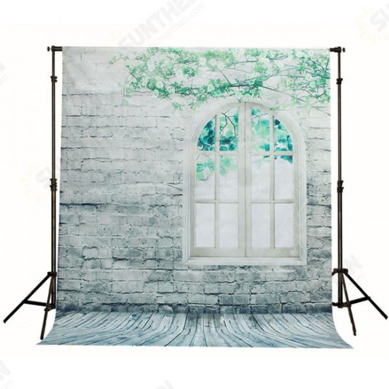 1.5x2m Brick Wall Window Floor Studio Silk Photography Backdrop Photo Background Studio Props