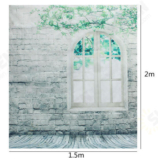 1.5x2m Brick Wall Window Floor Studio Silk Photography Backdrop Photo Background Studio Props