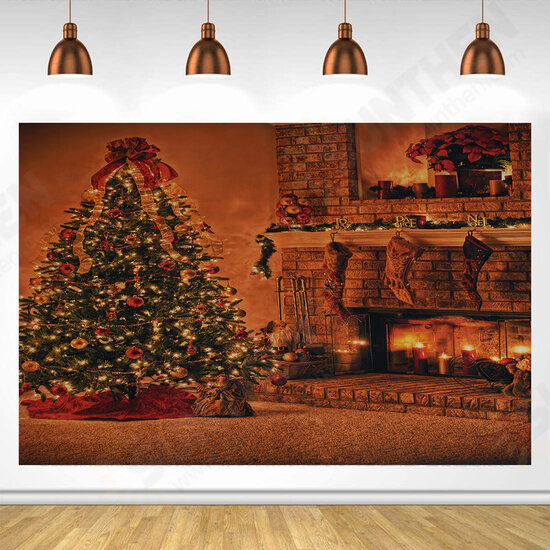 1x1.5m 1.5x2.2m 1.8x2.5m Christmas Tree Fireplace Socks Photography Backdrop Cloth for Photo Studio Backdrop Decoration Props 1x1.5m 1.5x2.2m 1.8x2.5m Christmas Tree Fireplace Socks Photography Backdrop Cloth for Photo Studio Backdrop Decoration Props