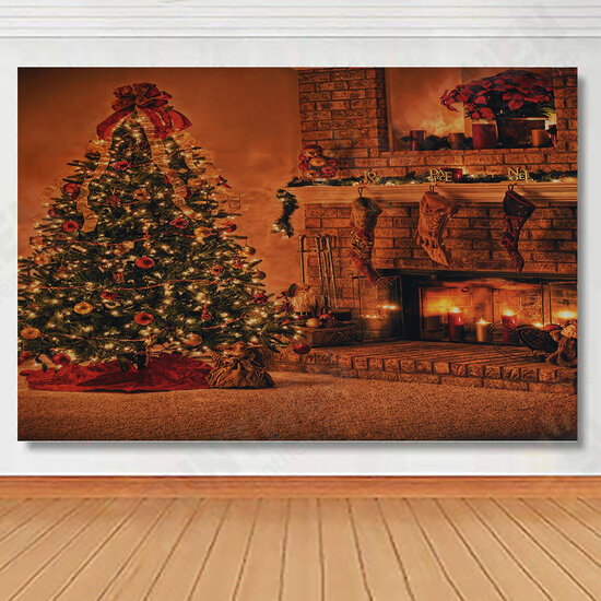 1x1.5m 1.5x2.2m 1.8x2.5m Christmas Tree Fireplace Socks Photography Backdrop Cloth for Photo Studio Backdrop Decoration Props