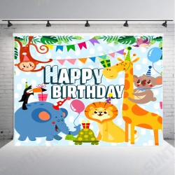 1x1.5m 1.5x2.2m 1.8x2.5m PVC Animal & Happy Birthday Photography Background Cloth Photo Backdrop 1x1.5m 1.5x2.2m 1.8x2.5m PVC Animal & Happy Birthday Photography Background Cloth Photo Backdrop