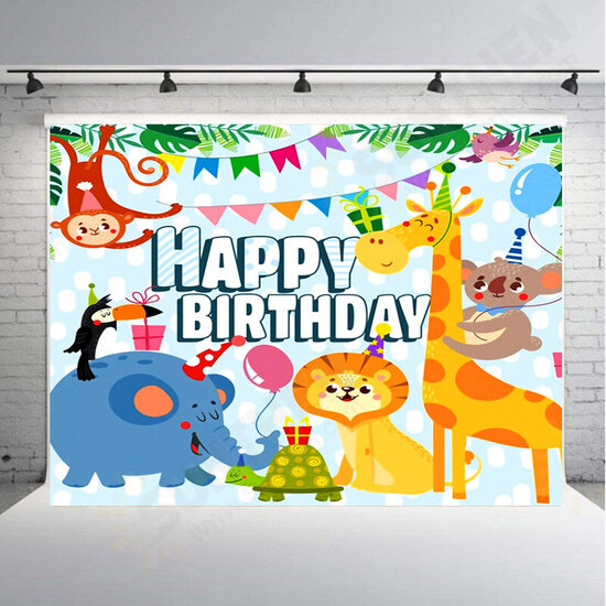 1x1.5m 1.5x2.2m 1.8x2.5m PVC Animal & Happy Birthday Photography Background Cloth Photo Backdrop