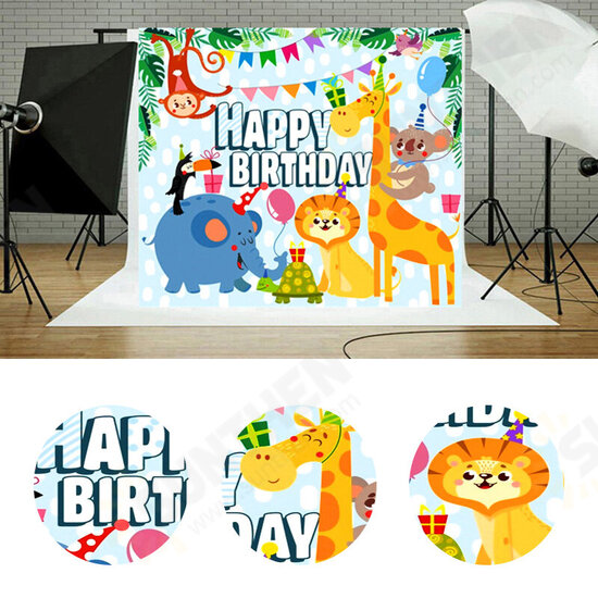 1x1.5m 1.5x2.2m 1.8x2.5m PVC Animal & Happy Birthday Photography Background Cloth Photo Backdrop