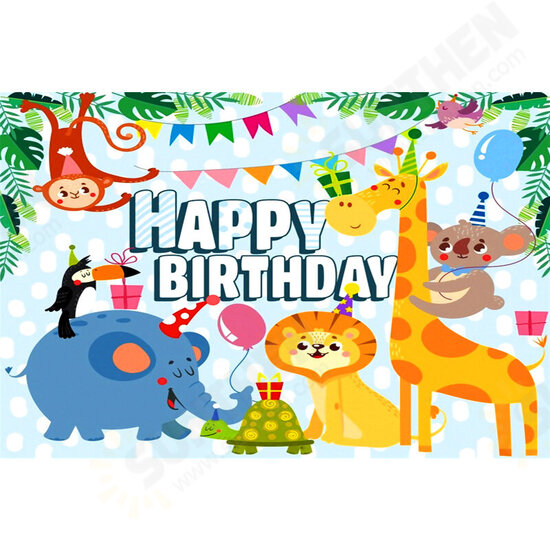 1x1.5m 1.5x2.2m 1.8x2.5m PVC Animal & Happy Birthday Photography Background Cloth Photo Backdrop