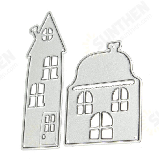 2 in 1 Tall Building Small House Cabin Metal Scrapbook Photo Album Paper Work DIY Cutting Dies