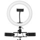 26cm LED Ring Light 3 Color 10 Brightness Dimmable Fill Light with Tripod Stand Dual Phone Clip for Youtube Live Stream Tiktok Broadcast