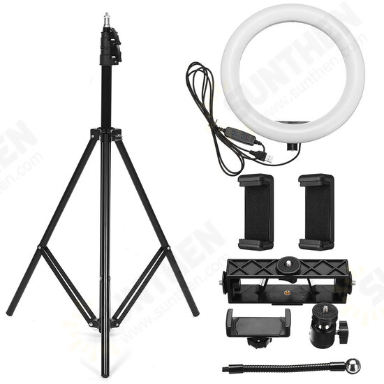 26cm LED Ring Light 3 Color 10 Brightness Dimmable Fill Light with Tripod Stand Dual Phone Clip for Youtube Live Stream Tiktok Broadcast 26cm LED Ring Light 3 Color 10 Brightness Dimmable Fill Light with Tripod Stand Dual Phone Clip for Youtube Live Stream Tiktok Broadcast