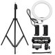 26cm LED Ring Light 3 Color 10 Brightness Dimmable Fill Light with Tripod Stand Dual Phone Clip for Youtube Live Stream Tiktok Broadcast