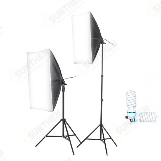 2Pcs 150W Photography Softbox 6000K LED Lighting Lamp Soft Box with Light Stand Bracket Studio Kit