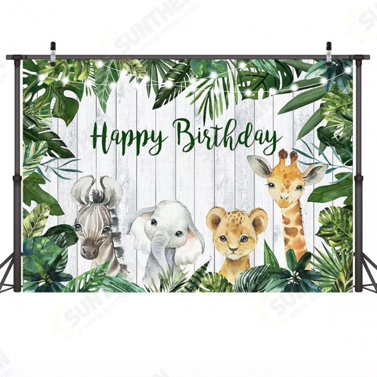 3 Size Jungle Green Forest Backdrop Happy Birthday Background Photography Woodland Party Prop