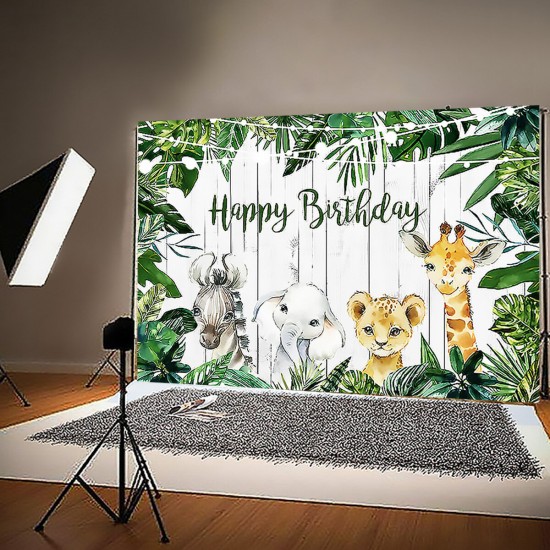 3 Size Jungle Green Forest Backdrop Happy Birthday Background Photography Woodland Party Prop