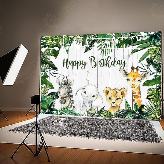 3 Size Jungle Green Forest Backdrop Happy Birthday Background Photography Woodland Party Prop