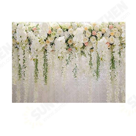 3x5FT 5x7FT 7x10FT Vinyl Pink White Rose Flower Wedding Photography Backdrop Background Studio Prop