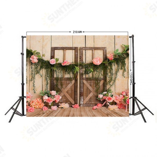 3x5FT 5x7FT Flower Wooden Door Vinyl Photography Backdrop Studio Photo Background Party Decor