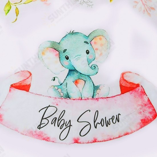 3x5FT 5x7FT Vinyl Baby Shower Elephant Pink Rose Photography Backdrop Background Studio Prop