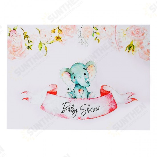 3x5FT 5x7FT Vinyl Baby Shower Elephant Pink Rose Photography Backdrop Background Studio Prop