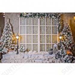 3x5FT 5x7FT Vinyl Christmas Tree Snow Window Light Photography Backdrop Background Studio Prop 3x5FT 5x7FT Vinyl Christmas Tree Snow Window Light Photography Backdrop Background Studio Prop