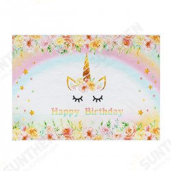 3x5FT 5x7FT Vinyl Gold Unicorn Happy Birthday Photography Backdrop Background Studio Prop 3x5FT 5x7FT Vinyl Gold Unicorn Happy Birthday Photography Backdrop Background Studio Prop