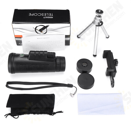 40X60 10X HD Cell Phone Telescope Portable Monocular Mobile Phone Telephoto Lens with Tripod for Outdoor Mobile Photography