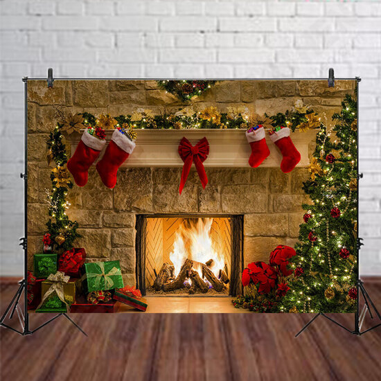 5x3FT 7x5FT 10x7FT Christmas Fireplace Red Socks Backdrop Photography Background Cloth Decoration Background Studio Prop 5x3FT 7x5FT 10x7FT Christmas Fireplace Red Socks Backdrop Photography Background Cloth Decoration Background Studio Prop