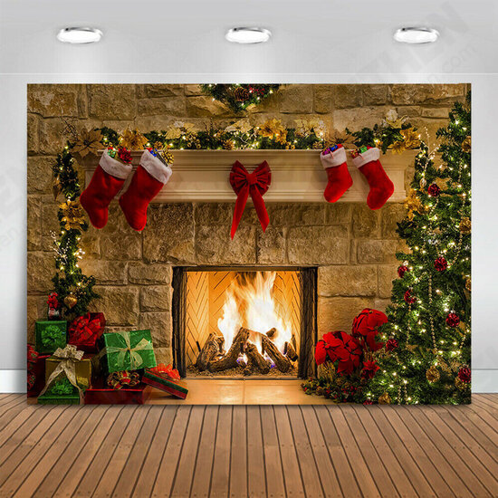 5x3FT 7x5FT 10x7FT Christmas Fireplace Red Socks Backdrop Photography Background Cloth Decoration Background Studio Prop 5x3FT 7x5FT 10x7FT Christmas Fireplace Red Socks Backdrop Photography Background Cloth Decoration Background Studio Prop
