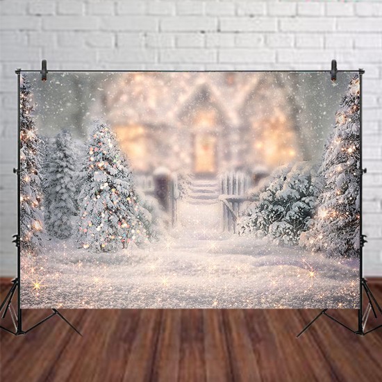 5x3FT 7x5FT 8x6FT Christmas Tree Snow Photography Backdrop Background Studio Prop