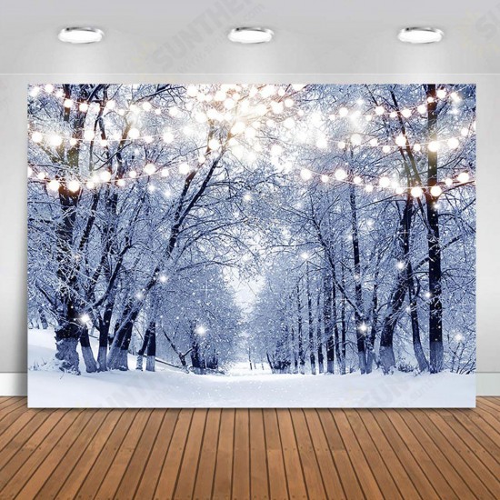 5x3FT 7x5FT 8x6FT Light Strip Winter Snow Forest Street Photography Backdrop Background Studio Prop 5x3FT 7x5FT 8x6FT Light Strip Winter Snow Forest Street Photography Backdrop Background Studio Prop
