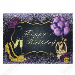 5x3FT 7x5FT 8x6FT Purple Rose Balloon Golden Happy Birthday Photography Backdrop Background Studio Prop - 0.9x1.5m 5x3FT 7x5FT 8x6FT Purple Rose Balloon Golden Happy Birthday Photography Backdrop Background Studio Prop - 0.9x1.5m
