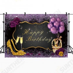 5x3FT 7x5FT 8x6FT Purple Rose Balloon Golden Happy Birthday Photography Backdrop Background Studio Prop - 0.9x1.5m 5x3FT 7x5FT 8x6FT Purple Rose Balloon Golden Happy Birthday Photography Backdrop Background Studio Prop - 0.9x1.5m