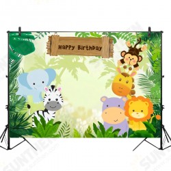 5x3FT 7x5FT 9x6FT Jungle Elephant Lion Happy Birthday Photography Backdrop Background Studio Prop 5x3FT 7x5FT 9x6FT Jungle Elephant Lion Happy Birthday Photography Backdrop Background Studio Prop