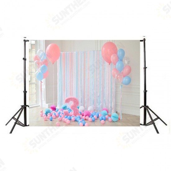 5x3FT 7x5FT 9x6FT Vinyl Pink Blue Balloon 3 Years Old Birthday Photography Backdrop Background Studio Prop