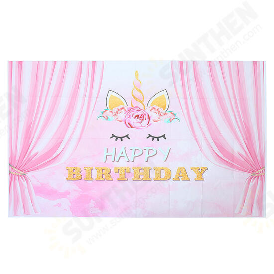 5x3FT Pink Curtain Unicorn Birthday Theme Photography Backdrop Studio Prop Background 5x3FT Pink Curtain Unicorn Birthday Theme Photography Backdrop Studio Prop Background