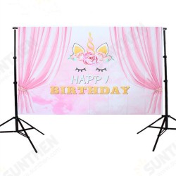 5x3FT Pink Curtain Unicorn Birthday Theme Photography Backdrop Studio Prop Background 5x3FT Pink Curtain Unicorn Birthday Theme Photography Backdrop Studio Prop Background