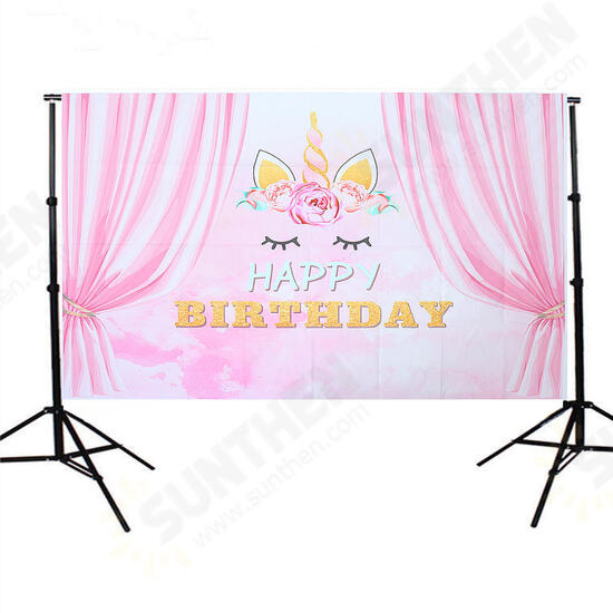 5x3FT Pink Curtain Unicorn Birthday Theme Photography Backdrop Studio Prop Background 5x3FT Pink Curtain Unicorn Birthday Theme Photography Backdrop Studio Prop Background