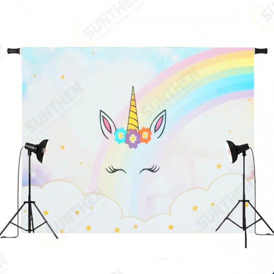 5x3ft 7x5ft Rainbow Clouds Sky Unicorn Photography Backdrop Studio Prop Background