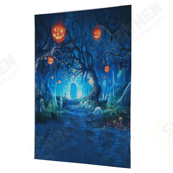 5x7FT Halloween Decor Pumpkin Light Wall Photography Studio Backdrop Background