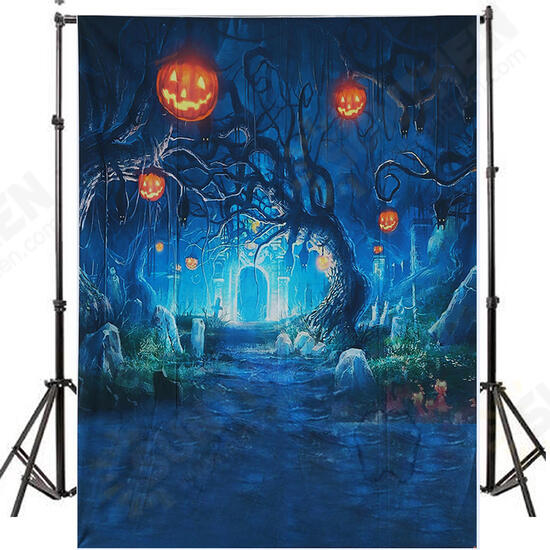 5x7FT Halloween Decor Pumpkin Light Wall Photography Studio Backdrop Background