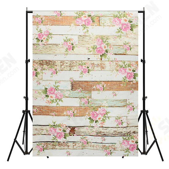 5x7FT Vintage Pink Flowers Wooden Floor Wall Photo Studio Background Backdrop Cloth 5x7FT Vintage Pink Flowers Wooden Floor Wall Photo Studio Background Backdrop Cloth
