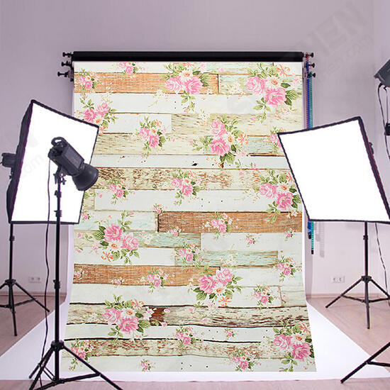 5x7FT Vintage Pink Flowers Wooden Floor Wall Photo Studio Background Backdrop Cloth 5x7FT Vintage Pink Flowers Wooden Floor Wall Photo Studio Background Backdrop Cloth