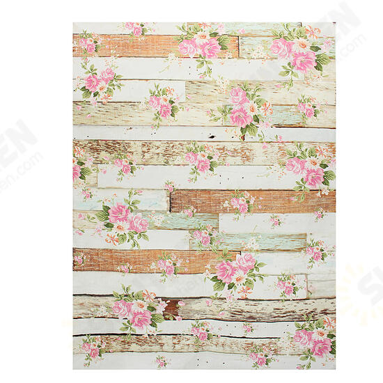5x7FT Vintage Pink Flowers Wooden Floor Wall Photo Studio Background Backdrop Cloth 5x7FT Vintage Pink Flowers Wooden Floor Wall Photo Studio Background Backdrop Cloth