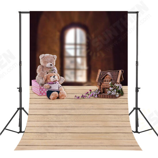 5x7FT Vinyl Bear Windows Wood Floor Photography Backdrop Background Studio Prop